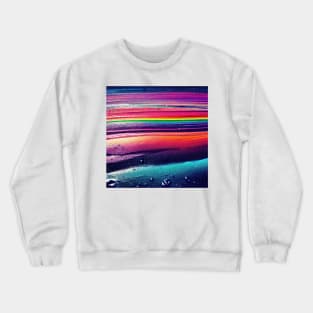 Liquid Colors Flowing Infinitely - Heavy Texture Swirling Thick Wet Paint - Abstract Inspirational Rainbow Drips Crewneck Sweatshirt